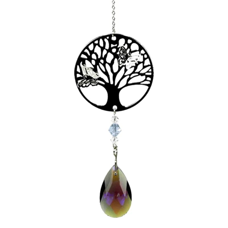 Albero della vita con cristallo e goccia arcobaleno viola