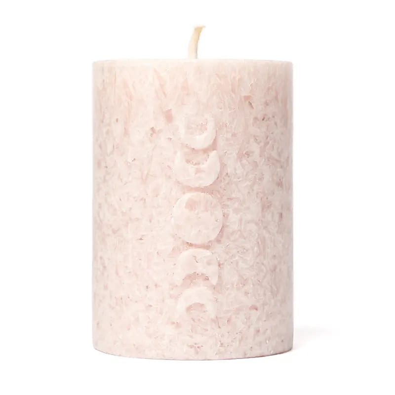 Vela votiva Fases Lunares en relieve estearina rosa suave