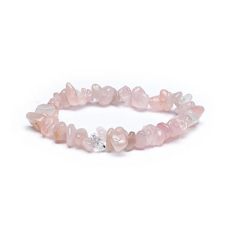 Bracelet rose quartz chips elastic
