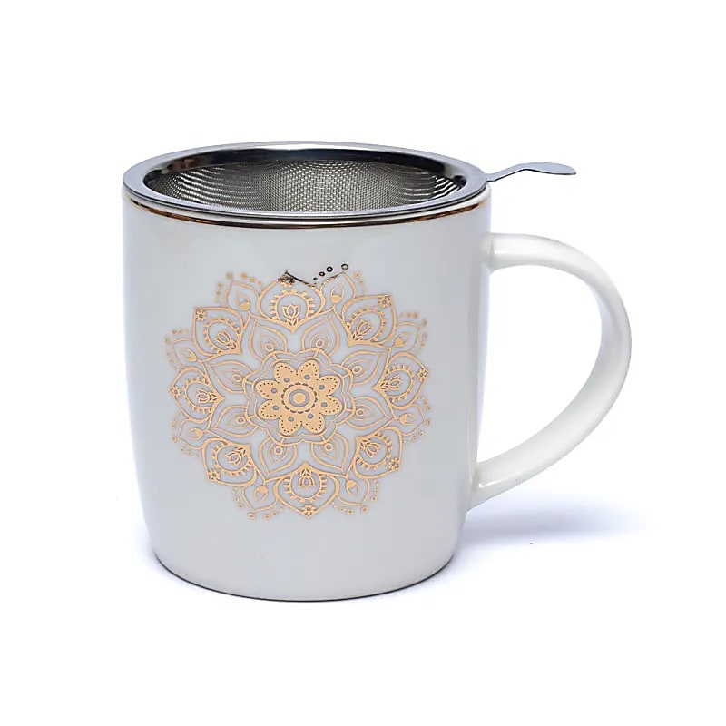 Tea Infuser Mug Mandala white