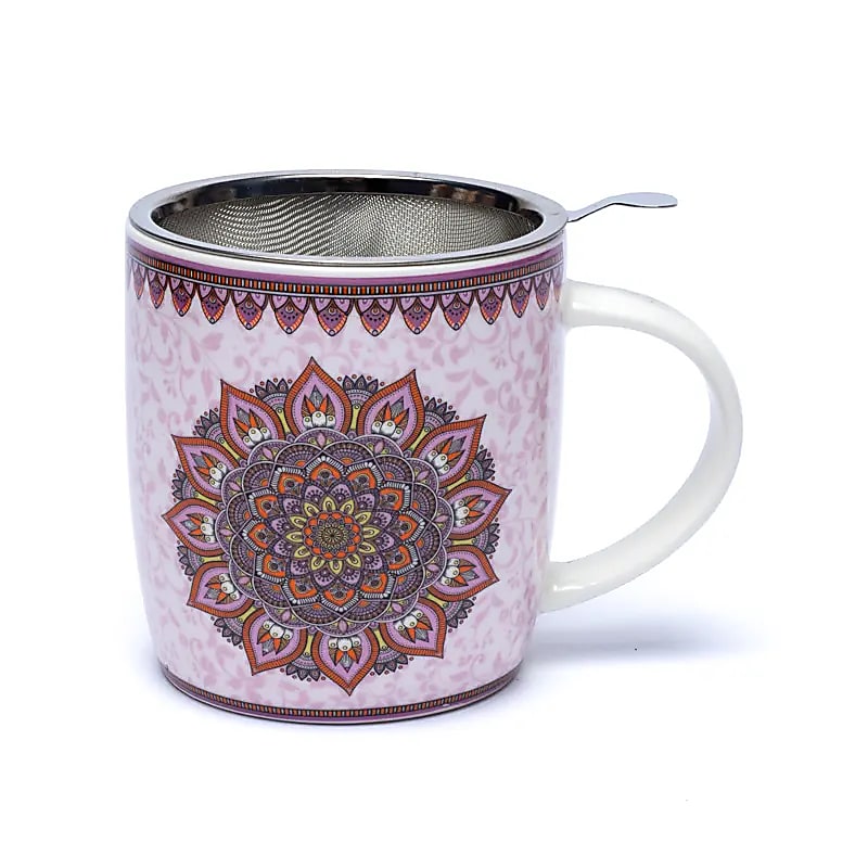 Taza de té con infusor Mandale purpura