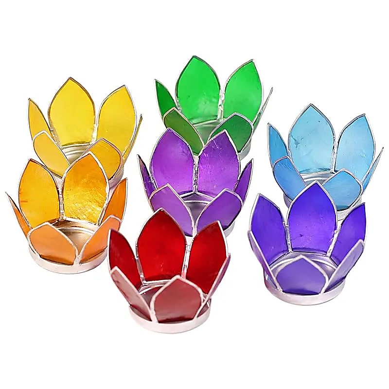 SET de 7: Portavelas pequeños Loto bordes plata