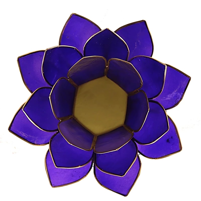 Portavelas Loto 6º chakra indigo bordes oro