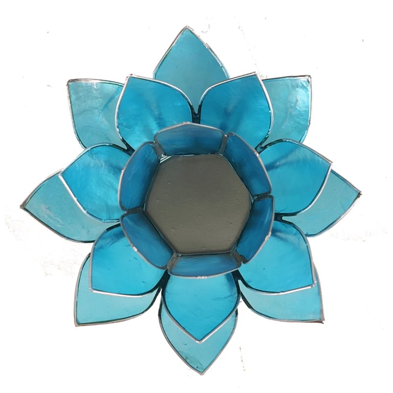 Lotus atmospheric light chakra 5 blue silver trim