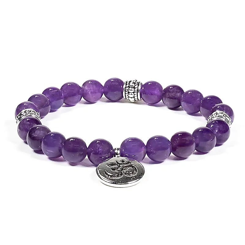 Mala / bracelet améthyste élastique Om