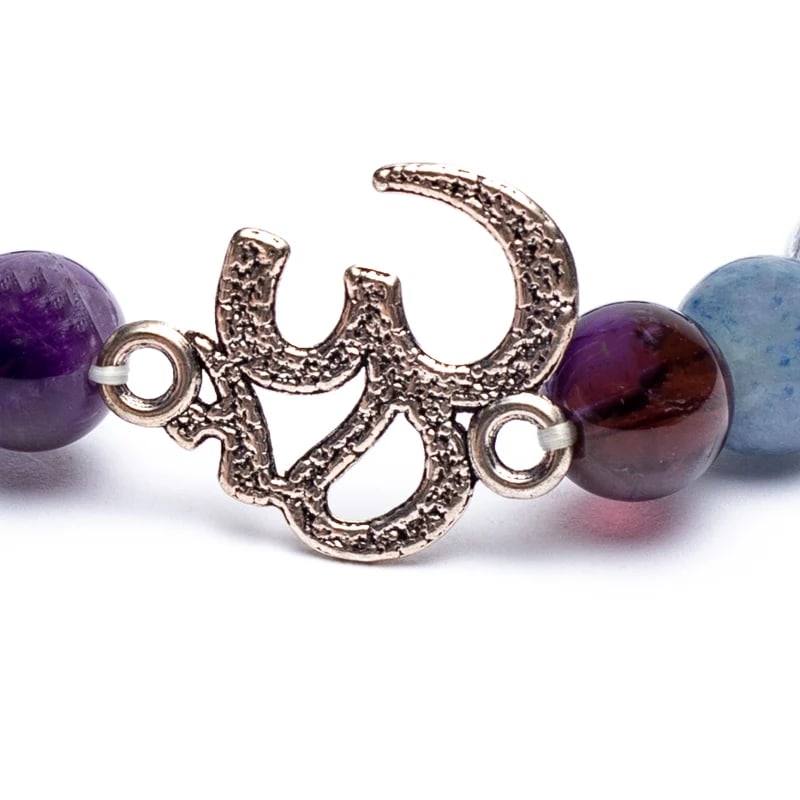 Mala/bracelet Améthyste/ Aventurine/ Cristal de roche + Om