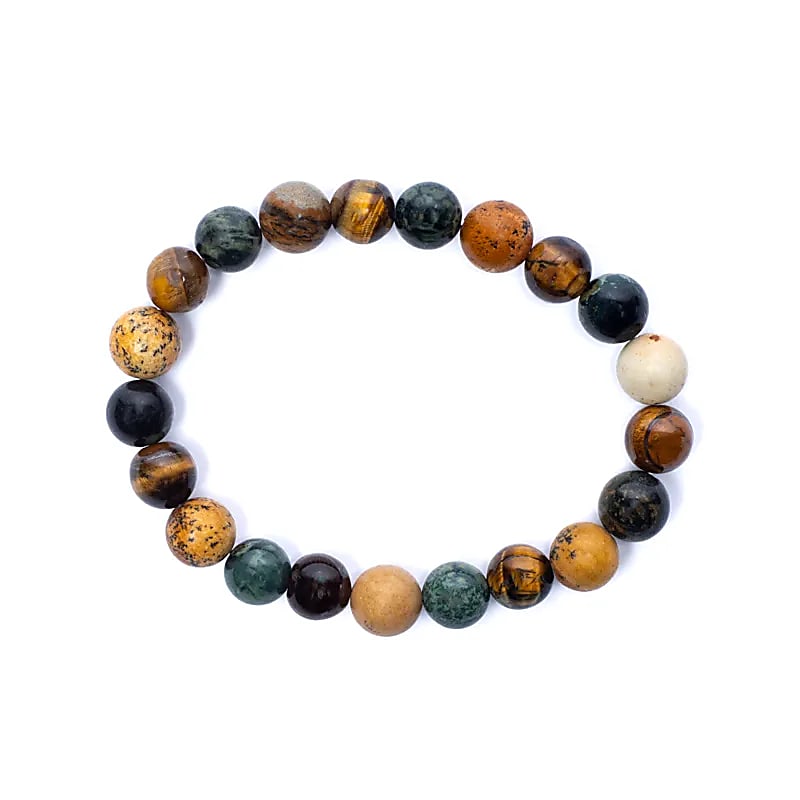 Bracelet élastique en jaspe kambaba/œil de tigre/jaspe paysage