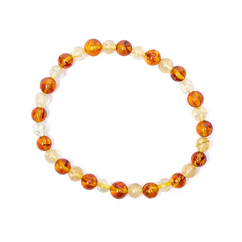 Bracelet amber/citrine elastic