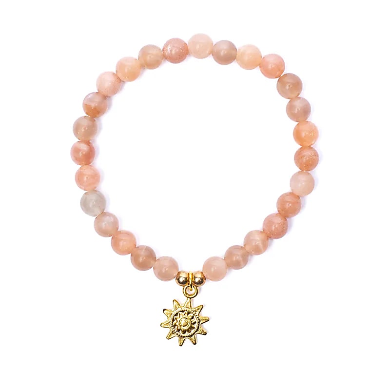 Bracelet sunstone elastic with sun charm