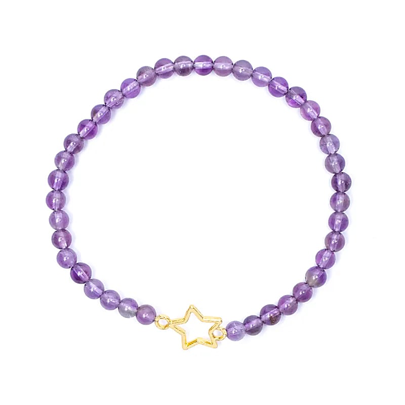 Bracelet élastique breloque étoile améthyste perles