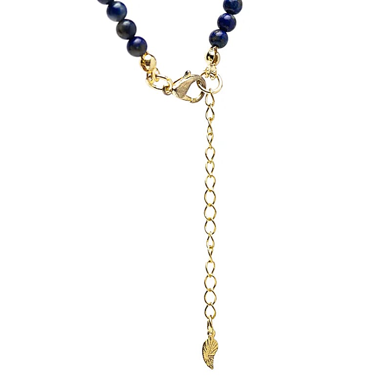 Collier ajustable Lapis-lazuli avec pendentif lune