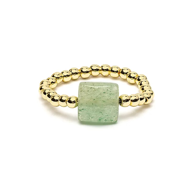 Bague élastique aventurine verte facettée