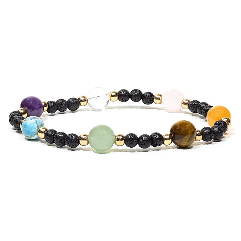 Bracelet pierre de lave avec 7 pierres