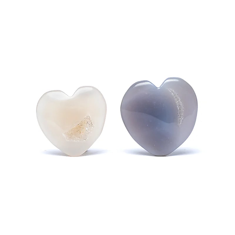 Agate with crystallisation heart worry stone
