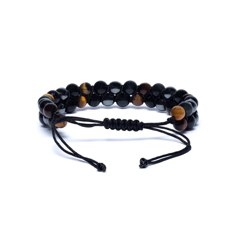 Pulsera hematita/ obsidiana/ ojo de tigre regulable