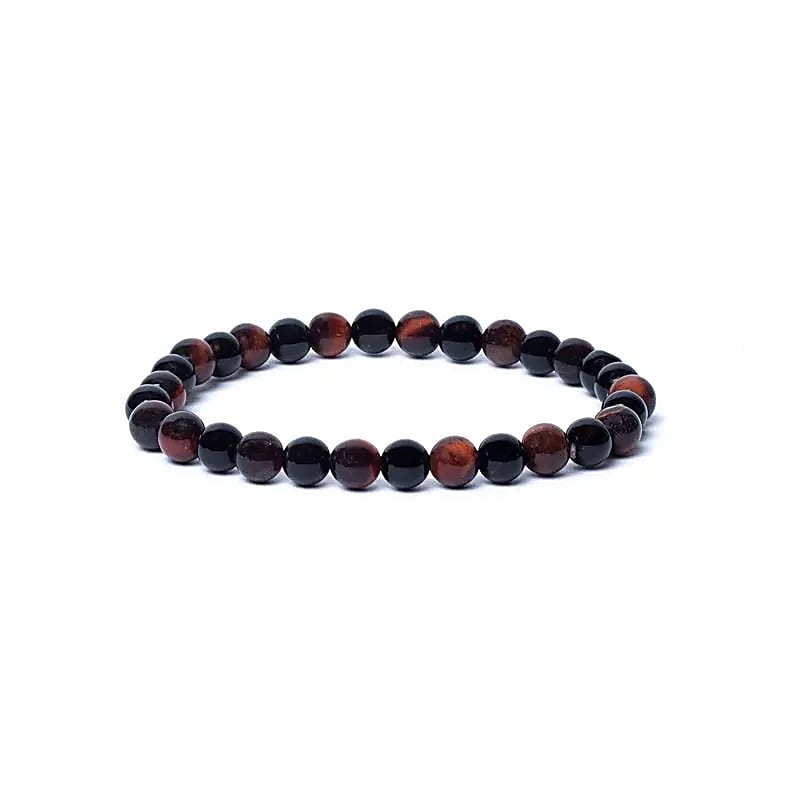 Bracelet black onyx/ red tiger eye AA quality elastic