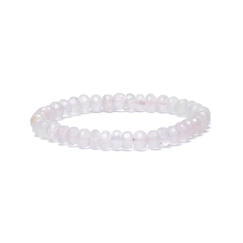 Bracelet Quartz rose à facettes qualité AA élastique
