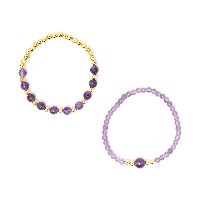 Pulsera amatista & hematita set de 2