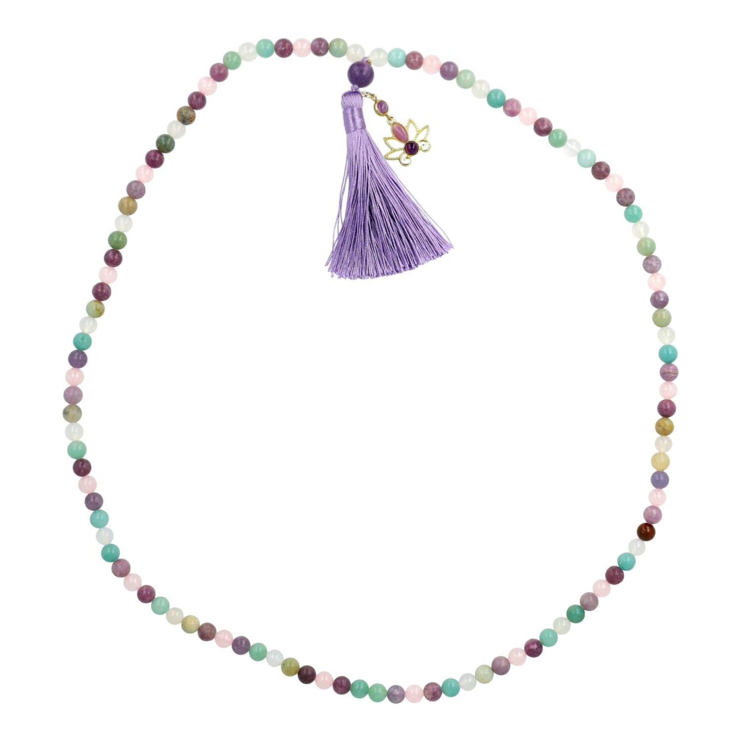 Mala lotus, lepidoliet, amazoniet, witte agaat & rozenkwarts - 12740