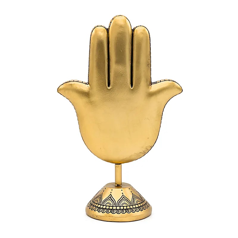 Deco Hand der Fatima auf Sockel goldfarben