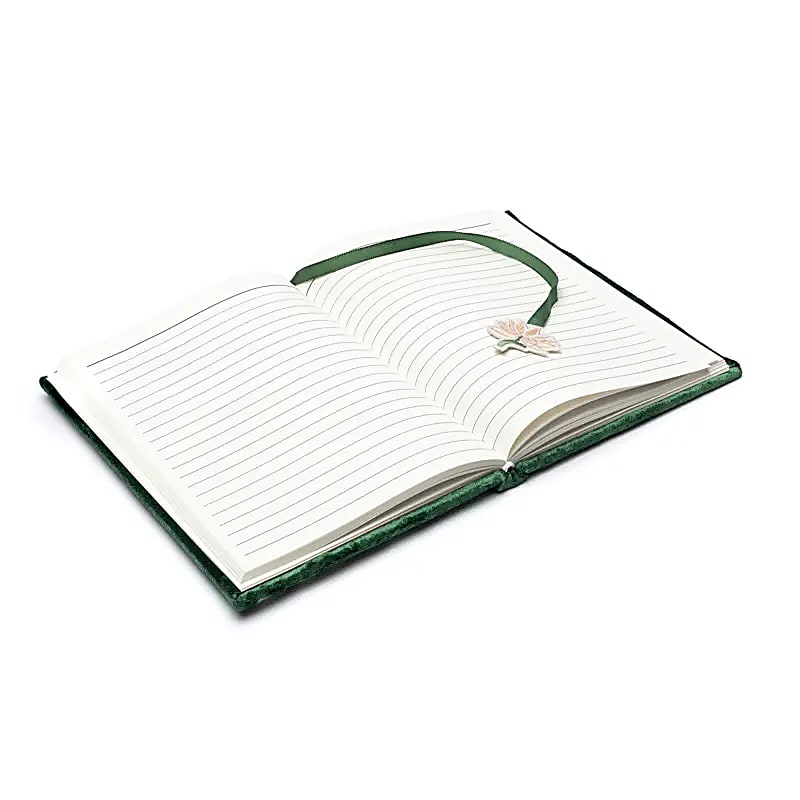 Quaderno in velluto verde con loto