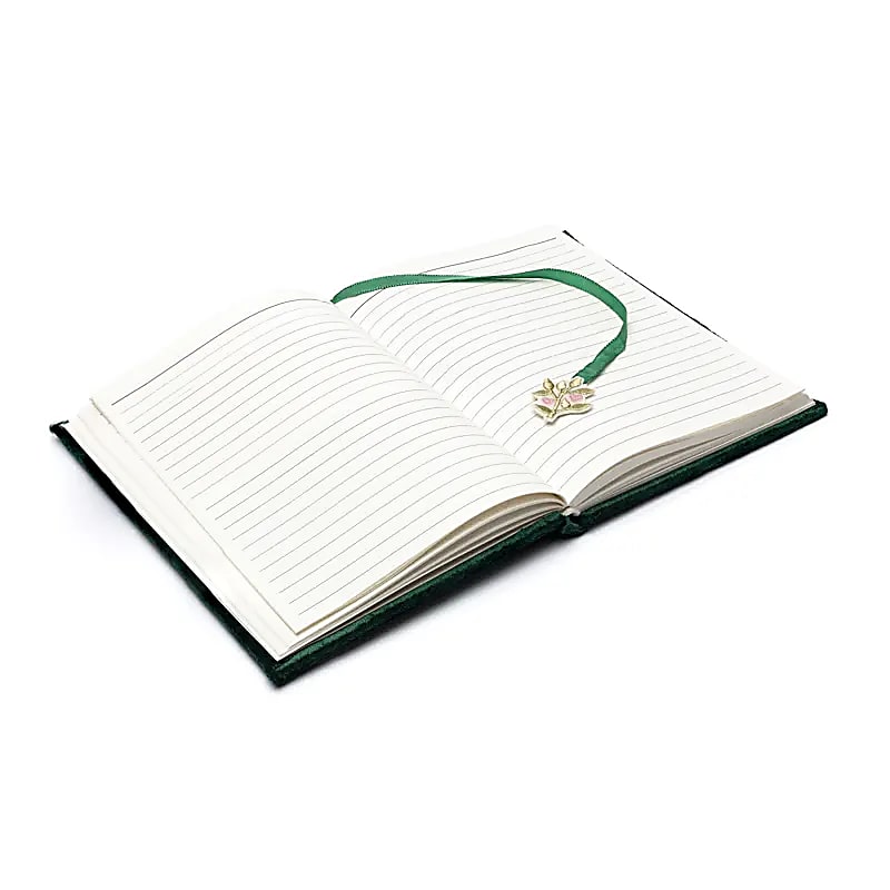 Carnet velours vert avec Arbre de Vie et cœurs