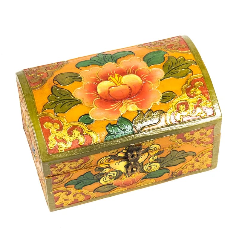 Coffret à trésor tibétain avec lotus petit