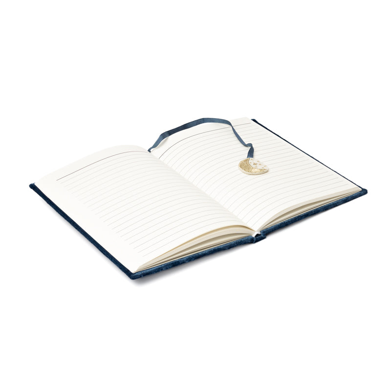 Notizbuch Samt blau mit Mond