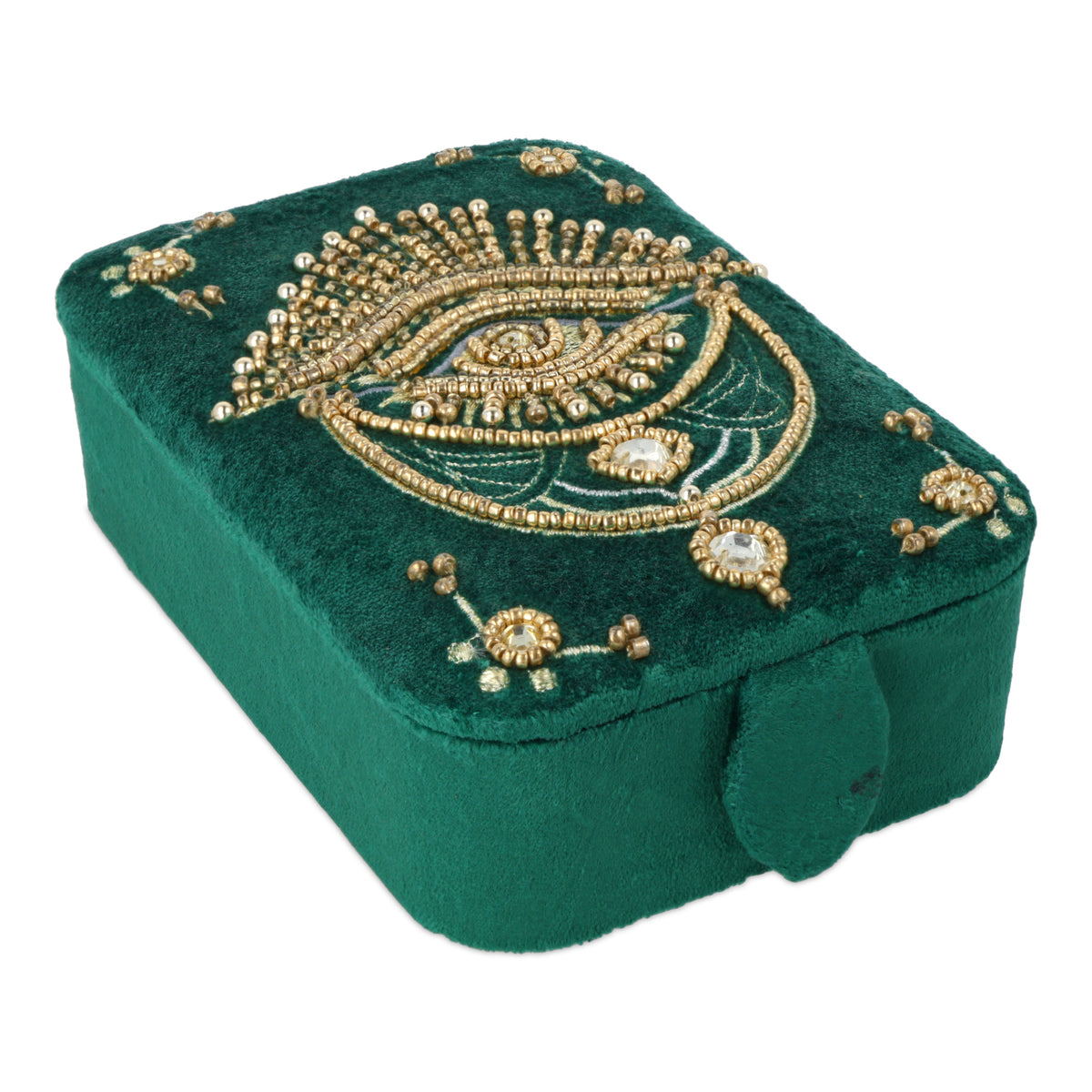 Coffret à bijoux / tarot velours vert avec Oeil des tarots