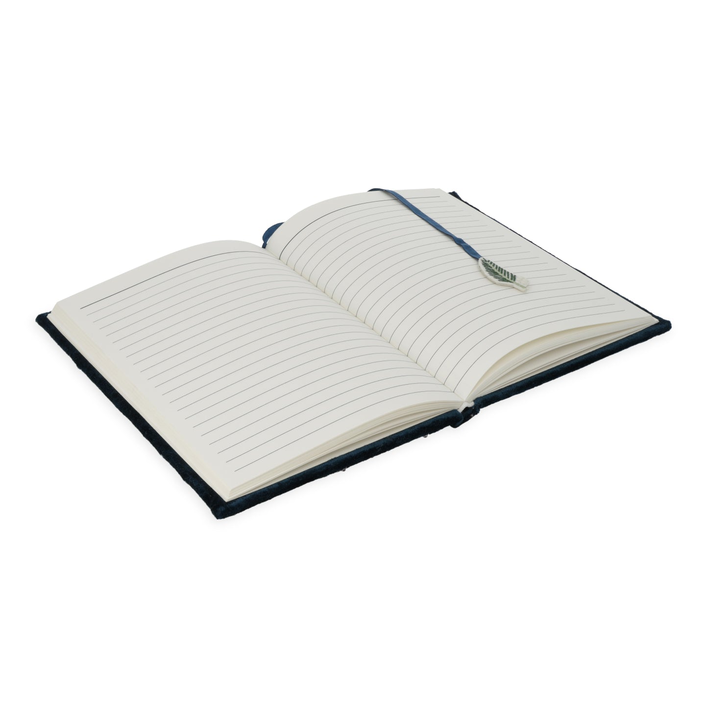 Notizbuch Samt dunkelblau mit Blumen
