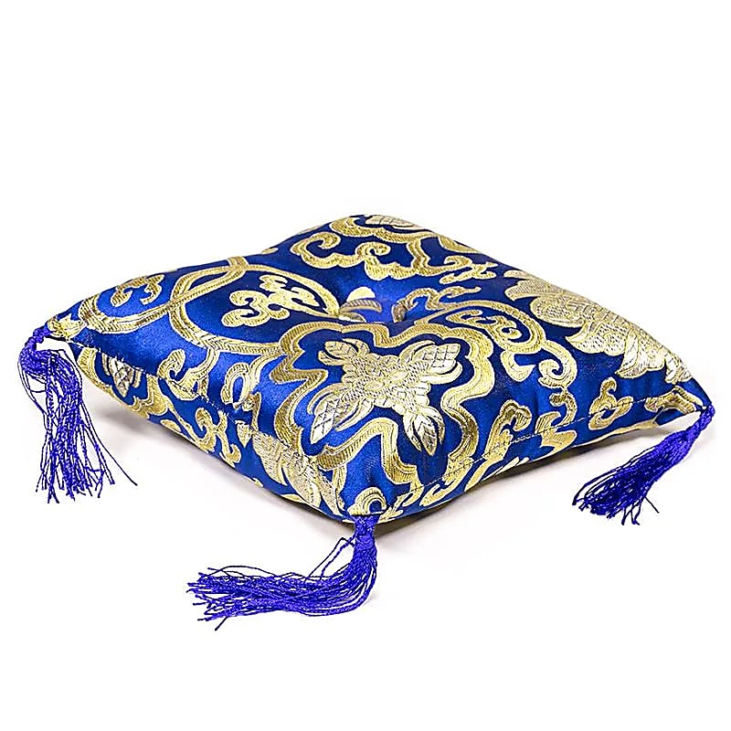 Klankschaalkussen blauw met bloemmotief