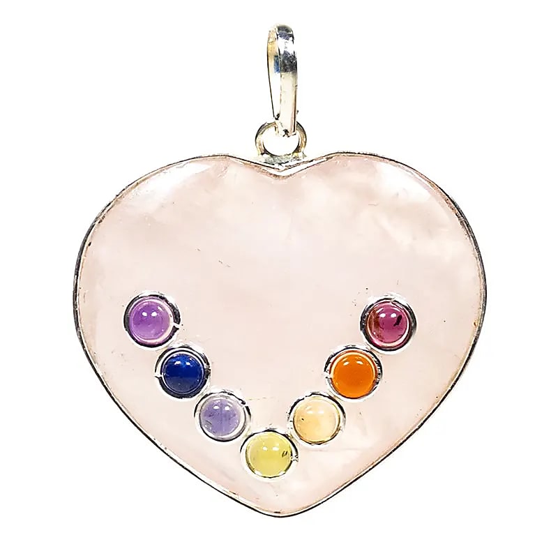 Pendentif Chakra Quartz forme de coeur