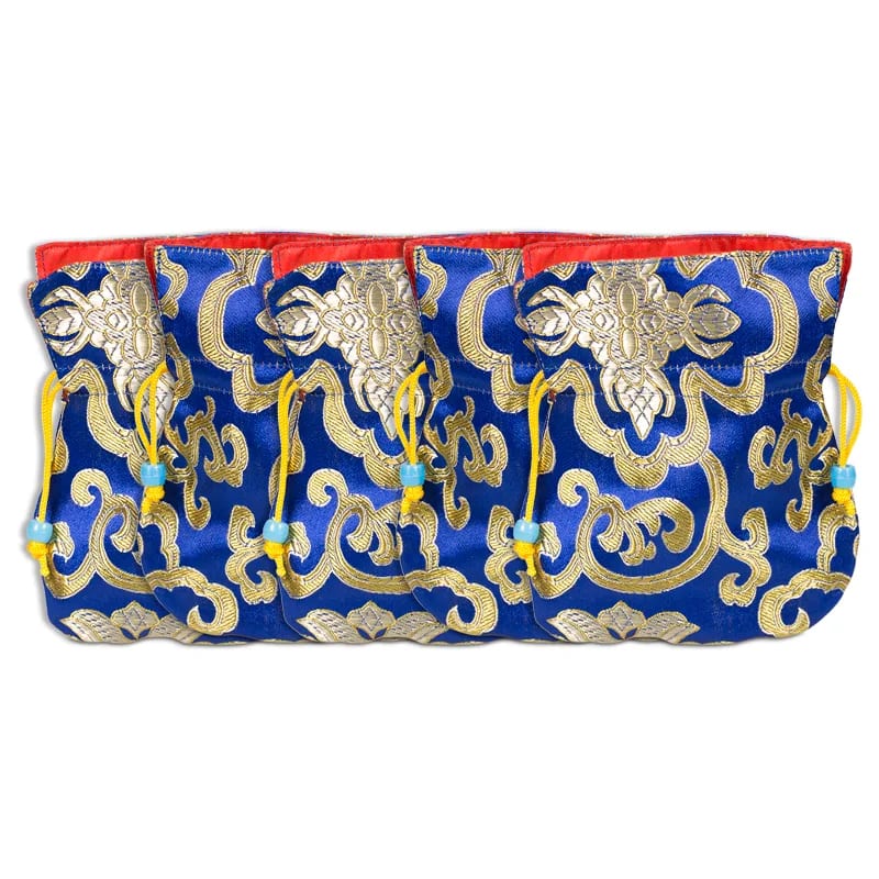 Bolsa brocado azul forro rojo