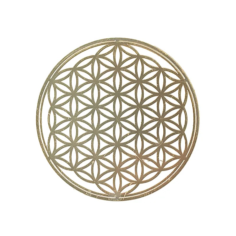 Adhesivo metálico Flor de la Vida, color oro 4pz