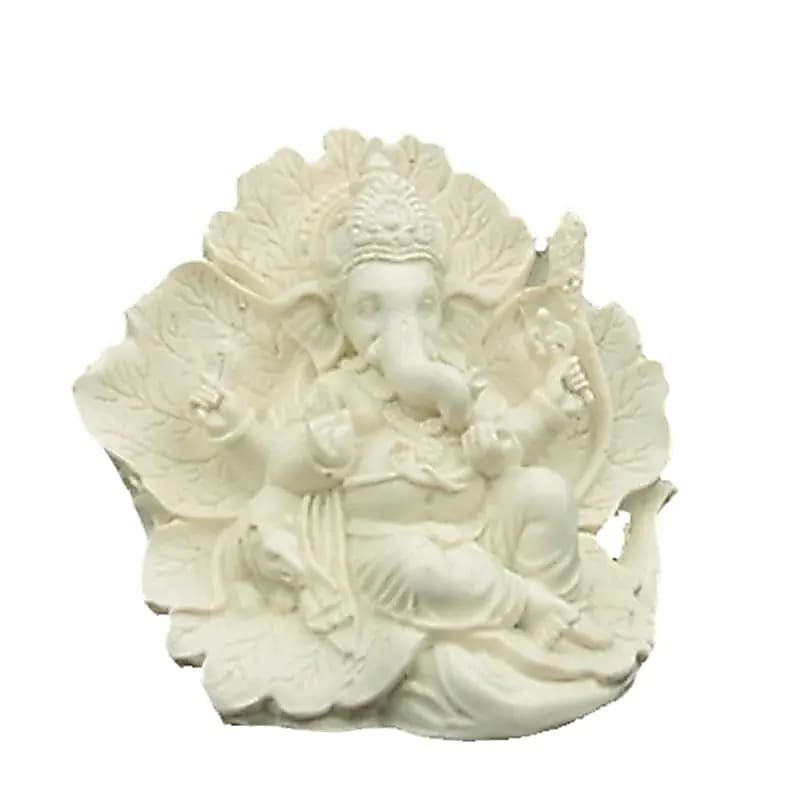 Statue de Ganesh ridhi sidhi blanc