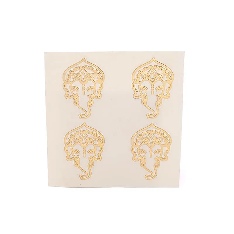 Autocollants Ganesh en métal doré, 4 pièces - 2,5 cm