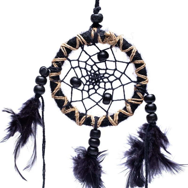 Atrapasueños negro con plumas S