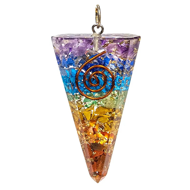 Orgonite cone pendant multicoloured