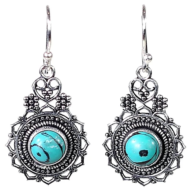 Boucles d'oreilles Bohémiennes laiton couleur argent