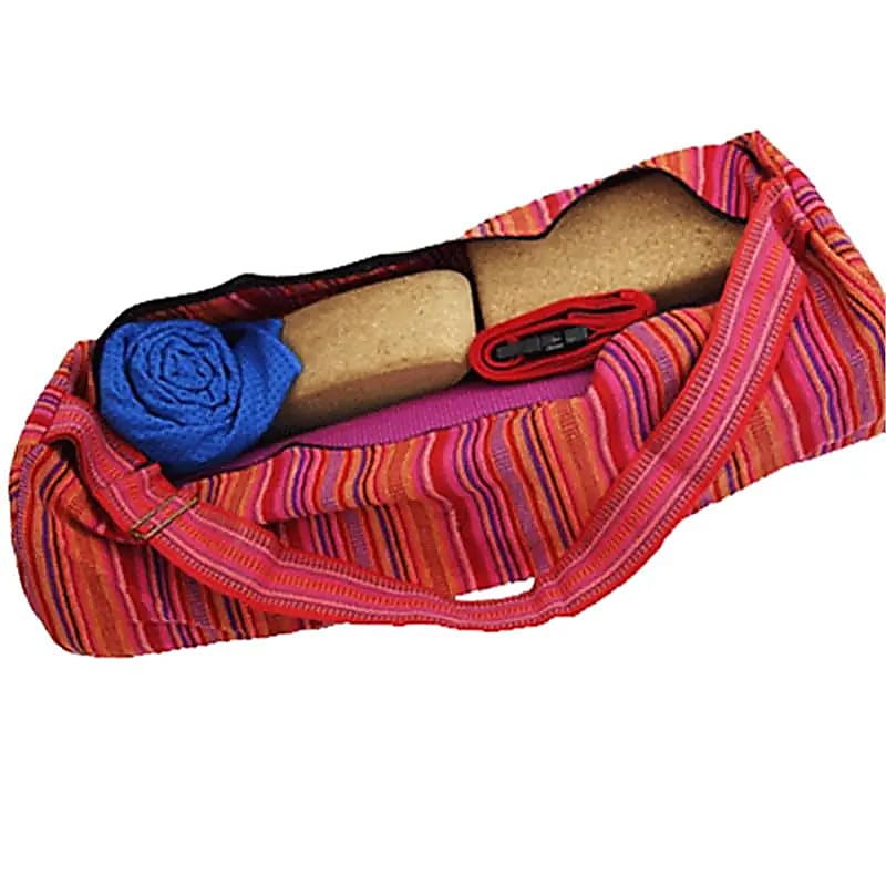 Sac de yoga coton rose rayé