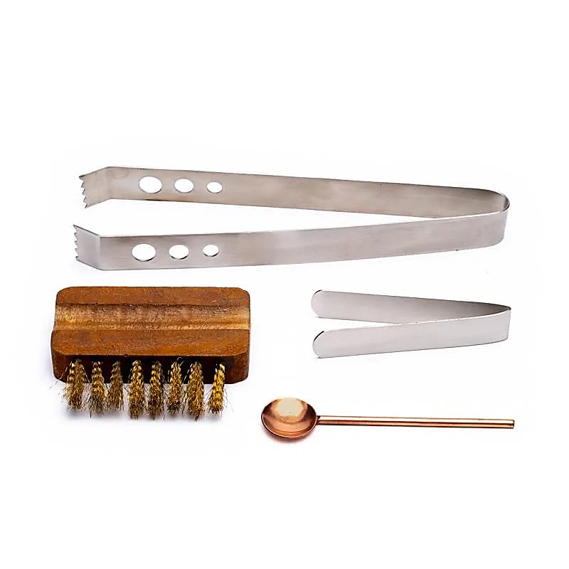 Juego de accesorios para incienso: cepillo, cuchara, pinzas