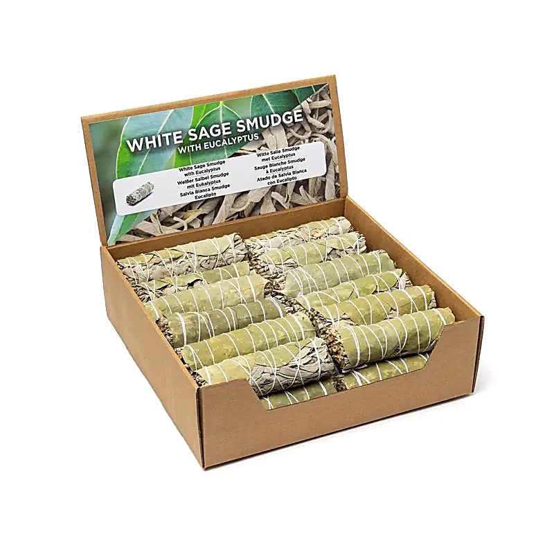 Smudge de Sauge Blanche avec eucalyptus S par 24 en présentoir