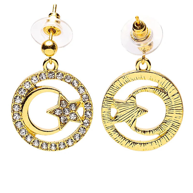 Pendientes de luna y estrella dorados