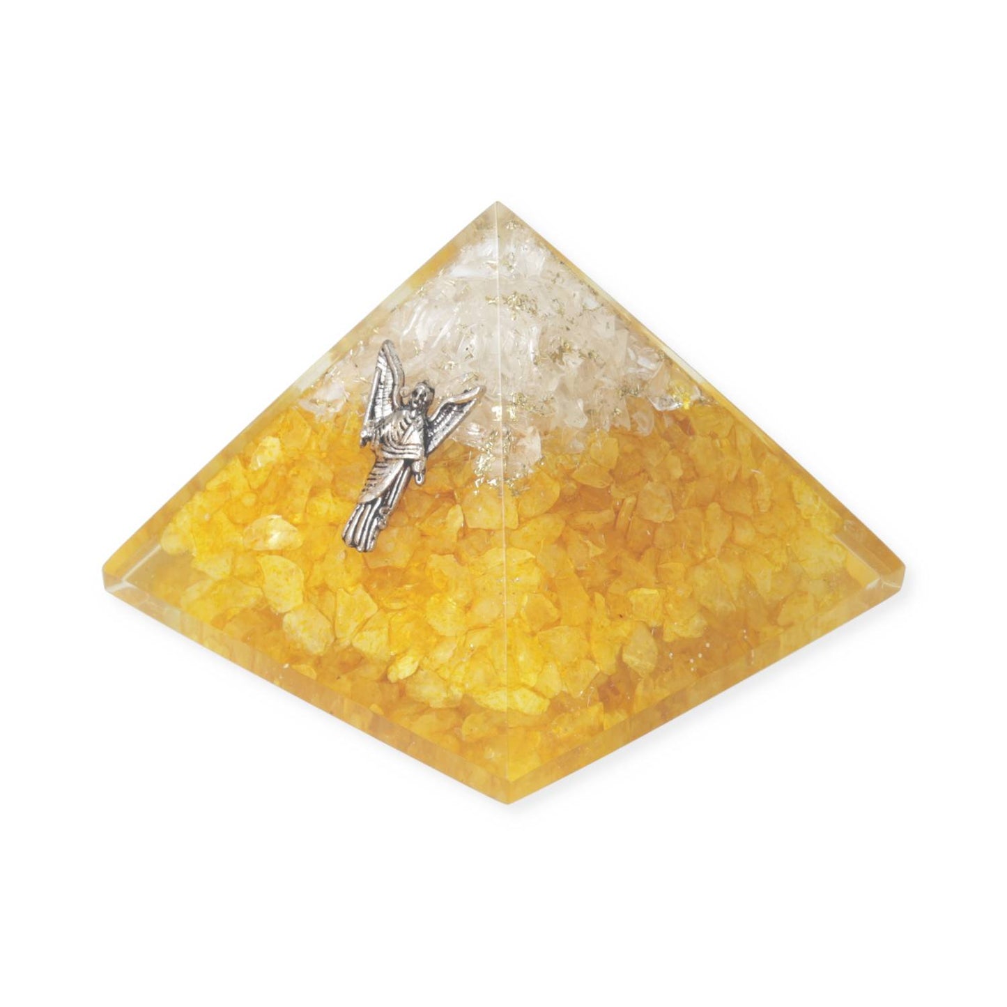 Orgonit-Pyramide Citrin und Bergkristall mit Engel Uriel