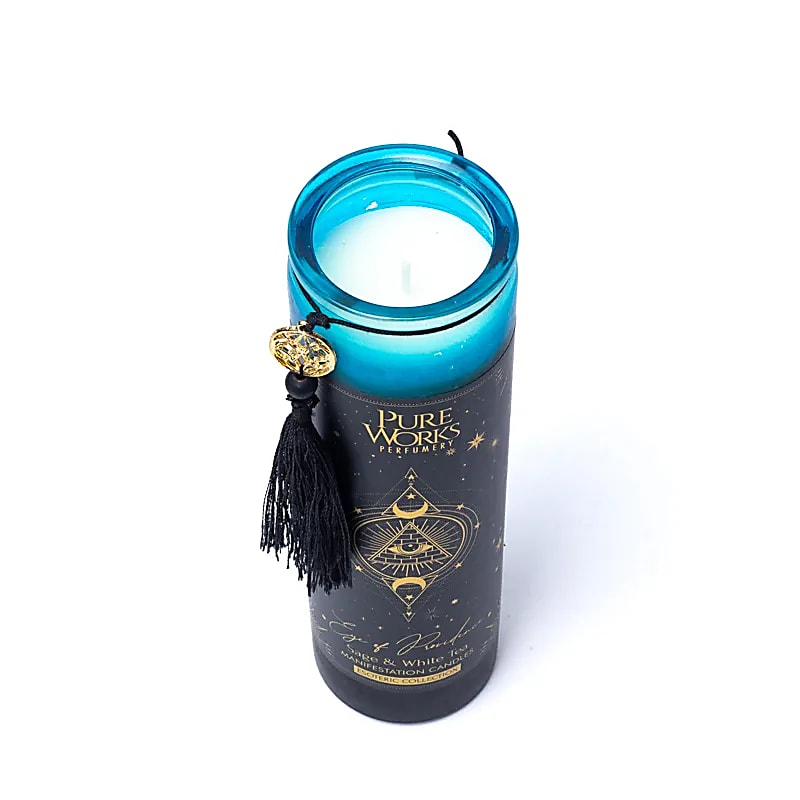 Manifestation candle Eye of Providence in glass with tassel