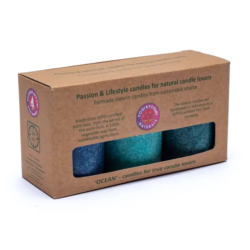 Sustainable stearin candles x 3 OCEAN