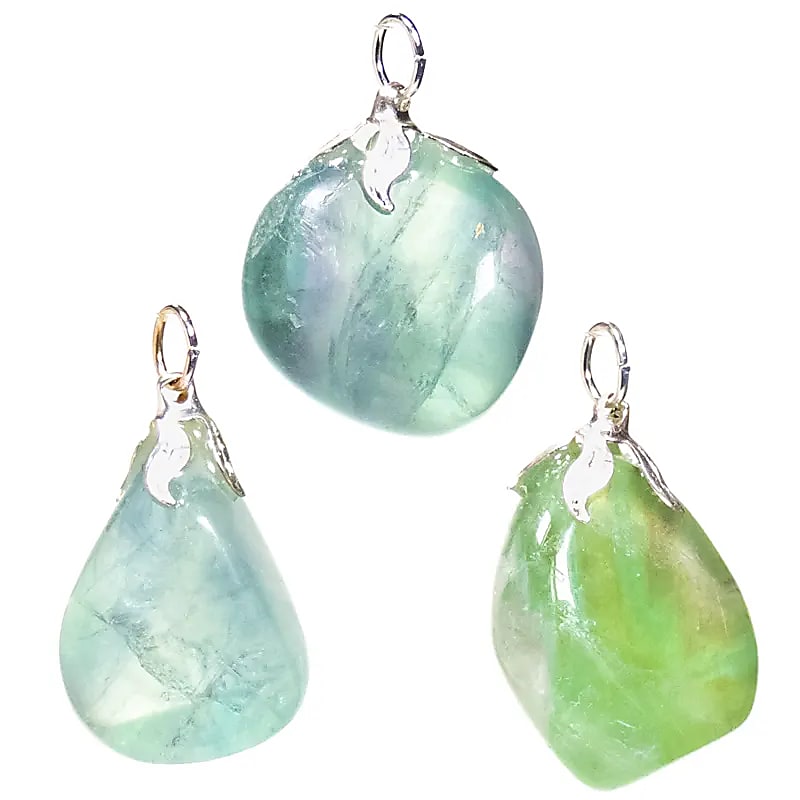 Pendentif pierre gemme Fluorite verte