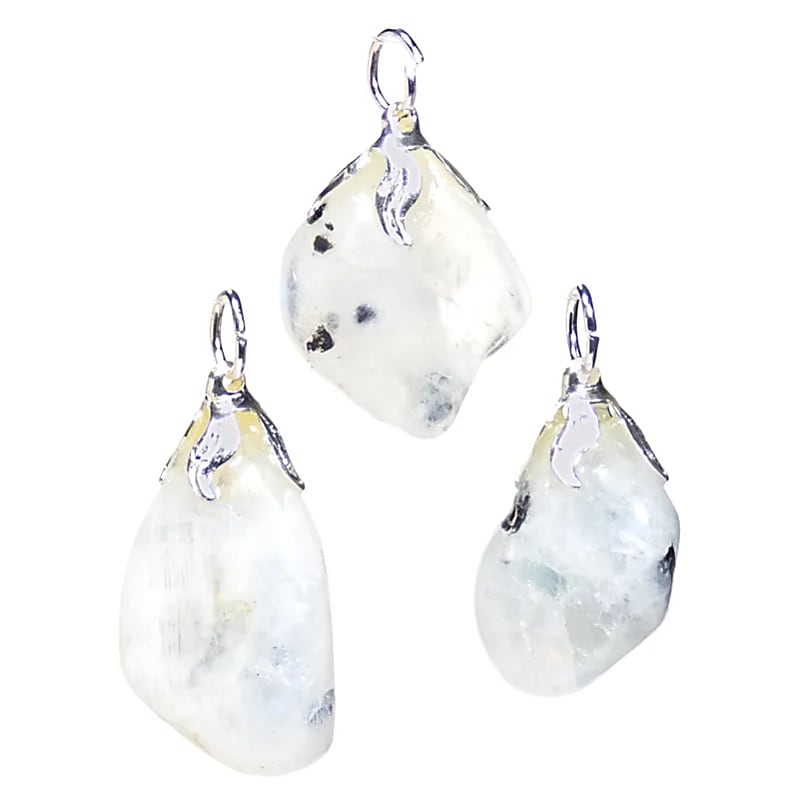 Pendentif pierre gemme Labradorite blanche