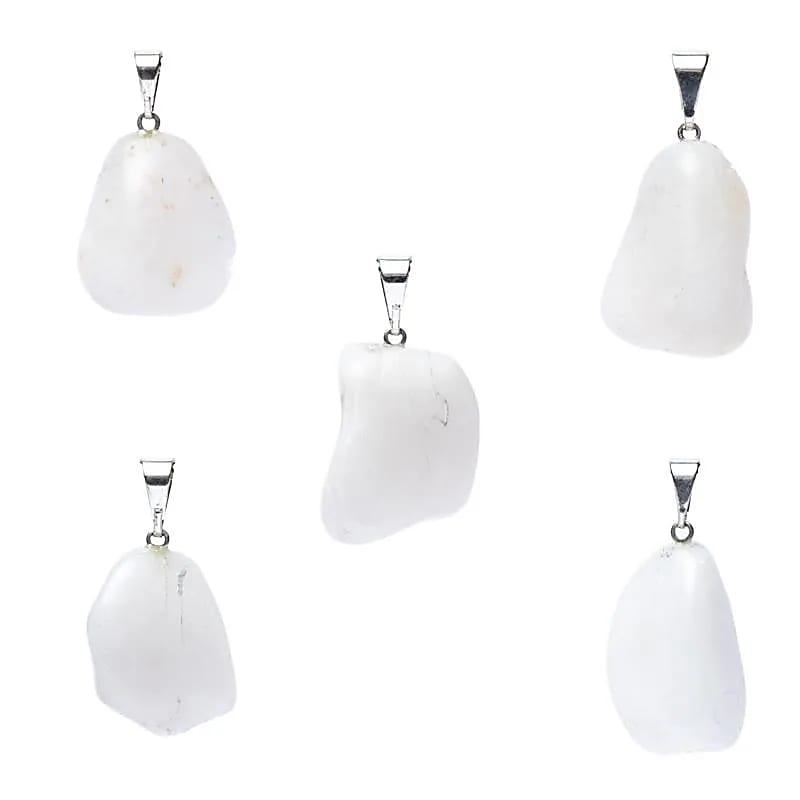 Pendentif en pierre précieuse de quartz laiteux percée