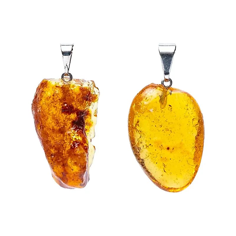 Amber (copal) gemstone pendant pin drilled